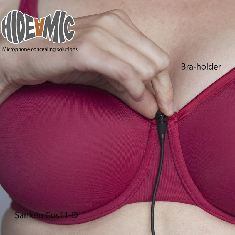 Hide-a-mic Bra Holder for DPA 6060/6061 and Sennheiser MKE1 In Use