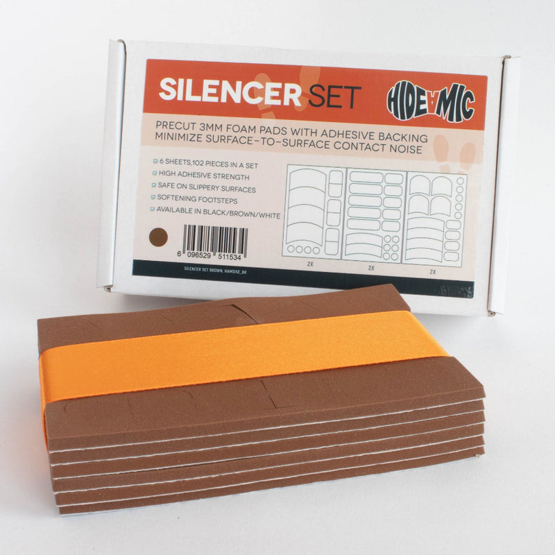 Hide-a-mic Silencer Set, 2x3 Sheets precut Foam Pads with adhesive Backing