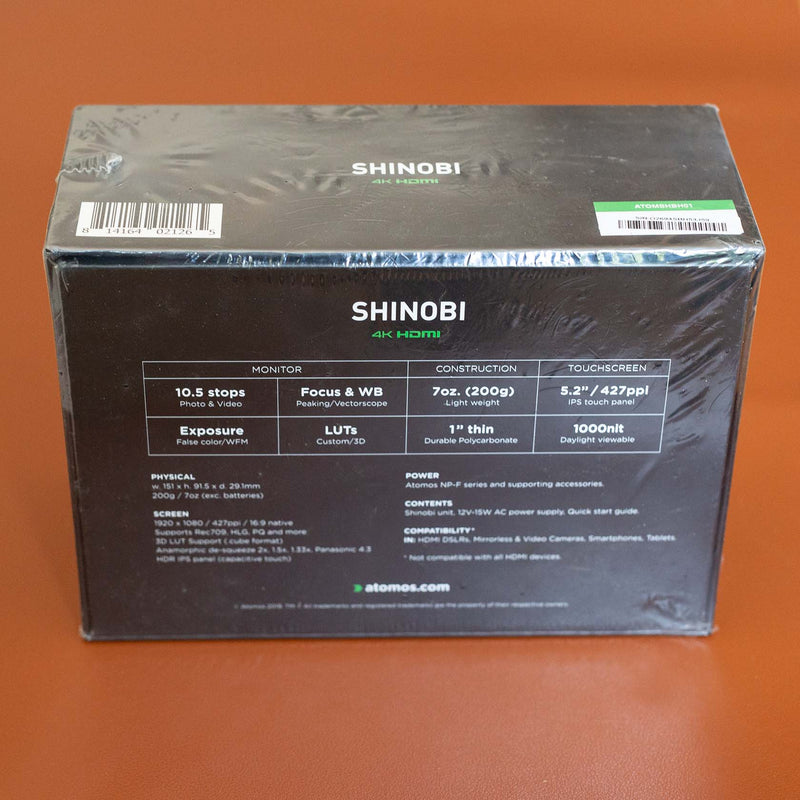 Atomos Shinobi 5-inch HDMI Monitor, Returned Unit (never opened)